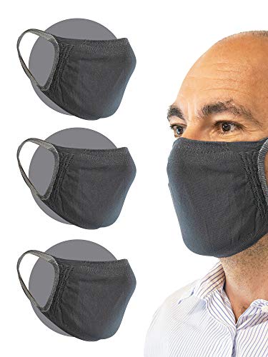 Relaxsan - Set 3 [Gris ] Bandas filtrantes Rostro Boca Nariz Lavables Reutilizables absorbentes Tejido bacteriostático