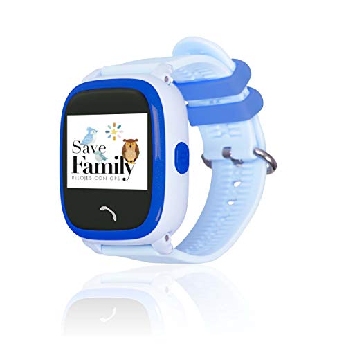 Reloj con GPS para niños SaveFamily Modelo Completo Azul, smartwatch con Boton SOS, Permite Llamadas y Mensajes. Resistente al Agua Ip67. App Propia SaveFamily. Incluye Cargador
