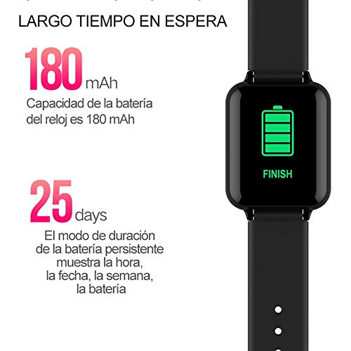 Reloj de Actividad Inteligente Sumergible con Pulsómetro, Monitor de sueño, Oxígeno en Sangre, Presión Arterial, Podómetro, Calorias, Mensajes, Llamadas.etc. en Español o Inglés para iOS o Android.