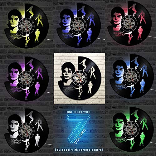 Reloj de pared de vinilo Reloj de pared de vinilo de diseño moderno Reloj de pared de Music celebrities con reloj luminoso silencioso de decoración del hogar