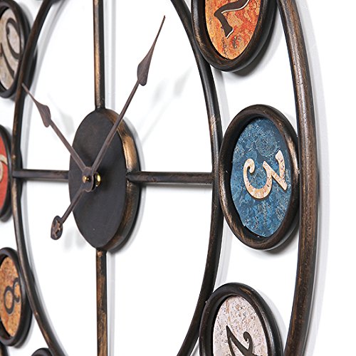 Reloj de pared iVansa, grande XXL, de 60 cm, de metal, vintage, sin ruido tic tac, decoración para el hogar, la cocina, el salón, hierro, 6, 60 cm