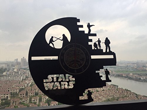 Reloj de pared vintage con disco de vinilo, ideal como regalo para los fans de Star Wars