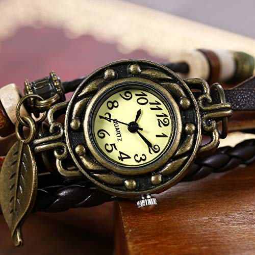 Reloj de Pulsera Chica Mujer Reloj Retro Vintage Correa de Cuero Trenzada, Reloj Pequeño de Moda Estilo Antiguo, Regalo de San Valentin -Avaner