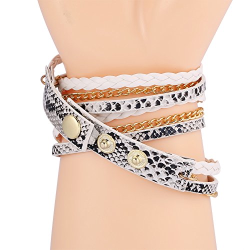 Reloj de pulsera para mujer, reloj de pulsera de cuarzo analógico con correa de cuero, reloj colgante trenzado vintage, reloj de abrigo para mujer, reloj pulsera con brazalete, reloj(blanco)