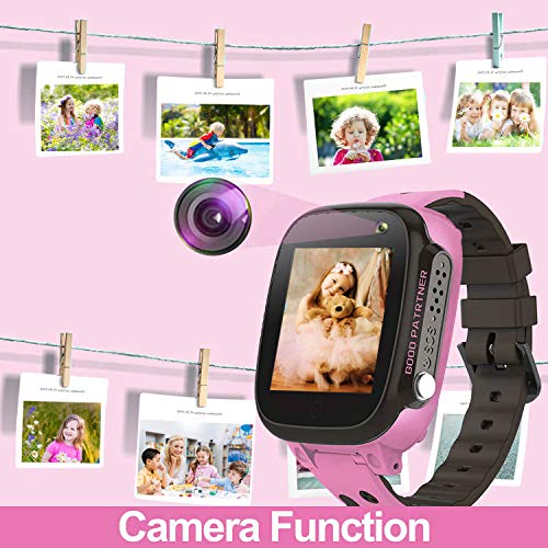 Reloj Inteligente para Niños, Smartwatch Telefono IP67 Impermeable con LBS Rastreador Conversación Bidireccional Llamada por Voz Chat SOS Cámara Despertador Juego para Niños Niña 3-12 Años (S2 Pink)