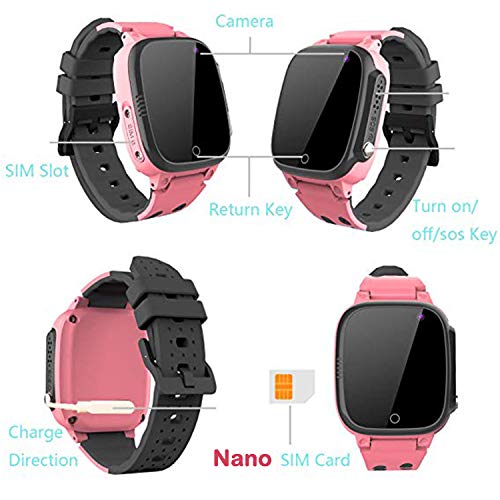 Reloj Inteligente para Niños, Smartwatch Telefono IP67 Impermeable con LBS Rastreador Conversación Bidireccional Llamada por Voz Chat SOS Cámara Despertador Juego para Niños Niña 3-12 Años (S2 Pink)