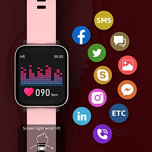 Reloj inteligente Rastreador de ejercicios Mutifunciones Reloj deportivo Bluetooth para niños Con monitor de frecuencia cardíaca / sueño Notificaciones Podómetro hombres mujeres iOS Android (ROSADO)