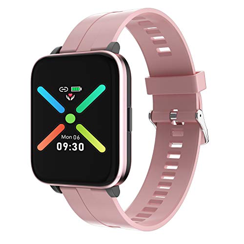 Reloj inteligente Rastreador de ejercicios Mutifunciones Reloj deportivo Bluetooth para niños Con monitor de frecuencia cardíaca / sueño Notificaciones Podómetro hombres mujeres iOS Android (ROSADO)