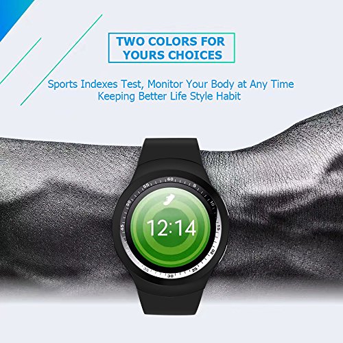 Reloj inteligente,gearlifee reloj con pantalla táctil Bluetooth Smartwatch con ranura para tarjeta SIM TF, podómetro, monitor de sueño para iPhone X / 8 / 8P / 7 / 7p, Samsung, Sony, Huawei, LG(Negro)