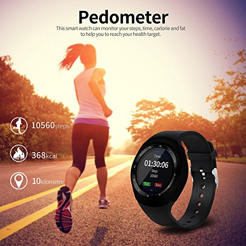 Reloj inteligente,gearlifee reloj con pantalla táctil Bluetooth Smartwatch con ranura para tarjeta SIM TF, podómetro, monitor de sueño para iPhone X / 8 / 8P / 7 / 7p, Samsung, Sony, Huawei, LG(Negro)