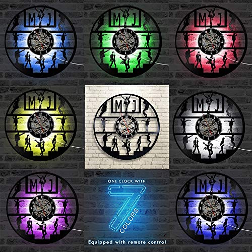 Reloj LED Lámpara de noche colgante Diseño moderno Reloj de pared de vinilo Reloj de pared Music celebrities Reloj luminoso con decoración silenciosa para el hogar