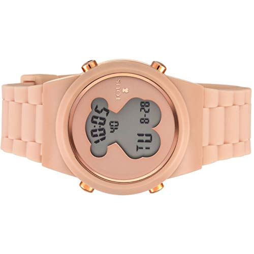 Reloj tous digital D-Bear de acero IP rosado con correa de Silicona nude Ref:700350315