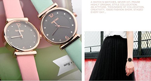 Relojes de Mujer Rosa 2018 Pulsera de Cuarzo de Aleación Analógica de Banda de Cuero de Diseño Retro por ESAILQ
