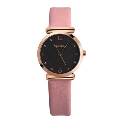 Relojes de Mujer Rosa 2018 Pulsera de Cuarzo de Aleación Analógica de Banda de Cuero de Diseño Retro por ESAILQ