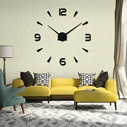 Relojes de Pared Pegatina,Relojes Modernos DIY,Reloj de Pared Adhesivo Reloj de Etiqueta de Pared Decoración,llenado Pared Vacía 3D Reloj, Ideal para la Casa Oficina Hotel Restaurante (04-Negro)