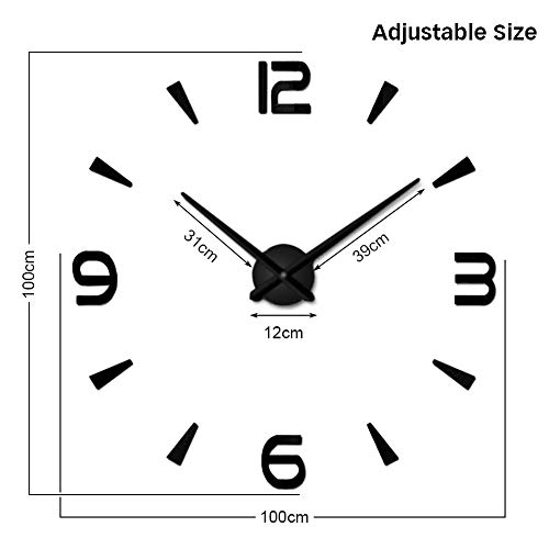Relojes de Pared Pegatina,Relojes Modernos DIY,Reloj de Pared Adhesivo Reloj de Etiqueta de Pared Decoración,llenado Pared Vacía 3D Reloj, Ideal para la Casa Oficina Hotel Restaurante (04-Negro)