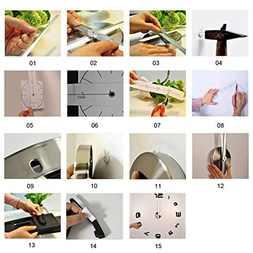 Relojes de Pared Pegatina,Relojes Modernos DIY,Reloj de Pared Adhesivo Reloj de Etiqueta de Pared Decoración,llenado Pared Vacía 3D Reloj, Ideal para la Casa Oficina Hotel Restaurante (04-Negro)