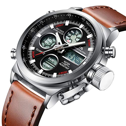 Relojes Hombre Reloj Militar Deportivos Digital Impermeable LED Cronometro Calendario Fecha Electrónico Reloj Grandes de Pulsera de Analógico Cuarzo Casual