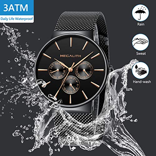 Relojes Hombre Relojes de Hombre Moda Impermeable Fecha Calendario Diseño Simple Analogicos Cuarzo Relojes de Pulsera de Malla de Acero Inoxidable Deportivo Negocio Casual