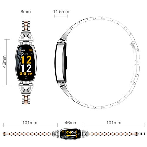 Relojes inteligentes a prueba de agua de Android para hombres instagram, pulsera deportiva de moda Monitor de presión arterial de frecuencia cardíaca Pantalla a color femenina Desmontable Pulsera in