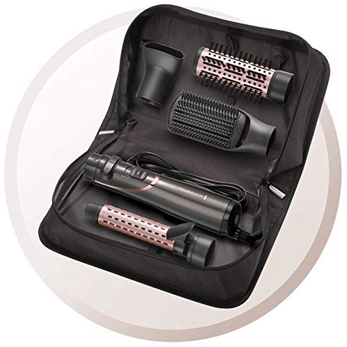 Remington Curl&Straight Confidence AS8606 - Kit Moldeador de Aire Giratorio, Alisador y Rizador 2 en 1, 800W, Cerámica, 4 Accesorios, Gris