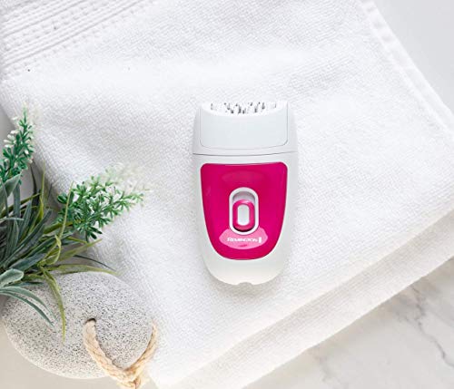 Remington EP3 EP7300 - Depiladora eléctrica femenina, 3 accesorios, 40 pinzas, tecnología masajeadora, color blanco y rosa