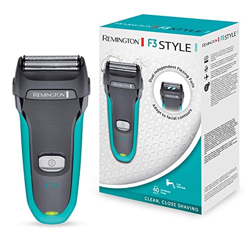 Remington F3 Style Series F3000 - Afeitadora eléctrica, recargable e inalámbrico, rasuradora barba, color gris y azul