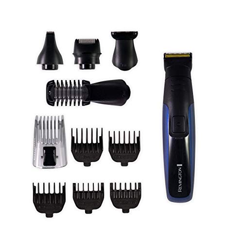 Remington Groom Kit Plus PG6150 - Recortador de Barba y Cortapelos, 12 Accesorios y Barbero, Inalámbrico, Lavable, Apto para Vello Corporal, de Nariz y Orejas, Negro y Azul