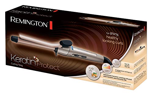 Remington Keratin Protect CI5318 – Rizador de pelo, Pinza de 19 mm, Cerámica Avanzada, Ketatina y Aceite de Almendras, Bronce