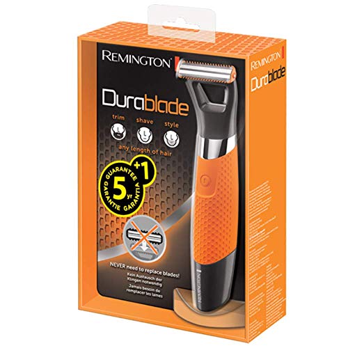 Remington MB050 Durablade - Recortador de barba, perfila, recorta y afeita, no necesita recambios, recargable y resistente al agua, batería
