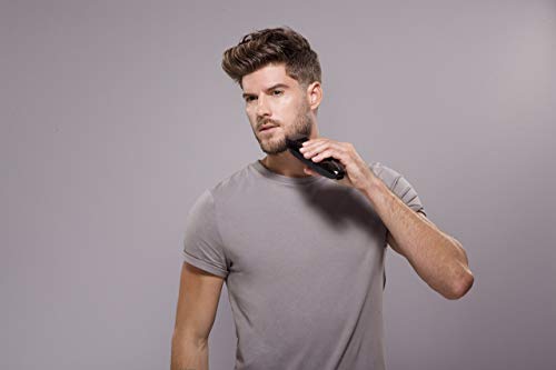 Remington MB4700 TouchTech – Barbero, Cuchillas de Titanio, Inalámbrico, 175 Ajustes, Lavable, Litio, Detección del Nivel de Vello Facial, Negro