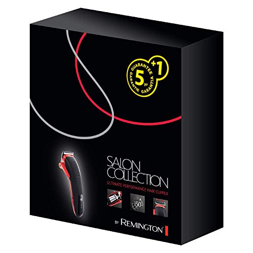 Remington Salon Collection HC9700 - Máquina de Cortar Pelo Profesional, Cuchillas Acero Inox, Lavable, Litio, Negro y Rojo