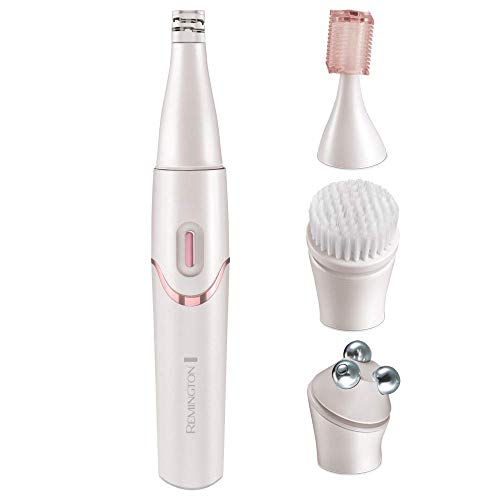 Remington Smooth & Silky EP7070 - Kit de Cuidado Facial, Depiladora Facial Femenina, Incluye Cabezal de Masaje, Cepillo Limpiador y Minilápiz, Rosa Perla