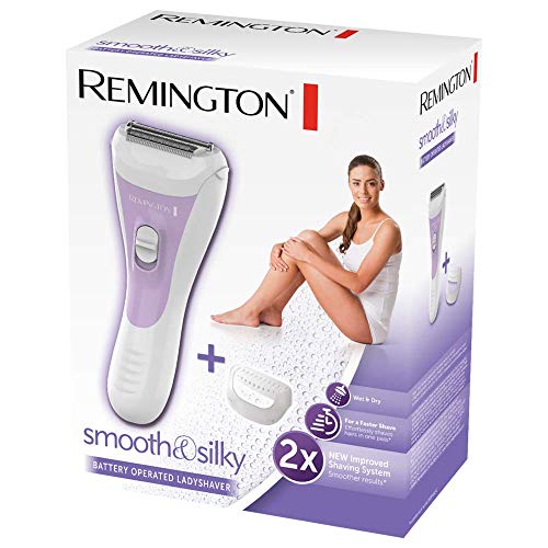 Remington Smooth & Silky WSF5060 Depiladora Femenina, Depiladora Eléctrica Inalámbrica 4 Accesorios, Blanco y Rosa, Uso Seco y Mojado, Zona del Bikini, Aloe Vera
