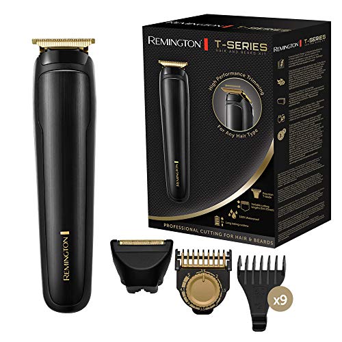 Remington T-Series MB7050 - Recortador de Barba y Pelo, 9 Peines para Pelo y Barba, Inalámbrico, Autonomía de 5 horas, Negro