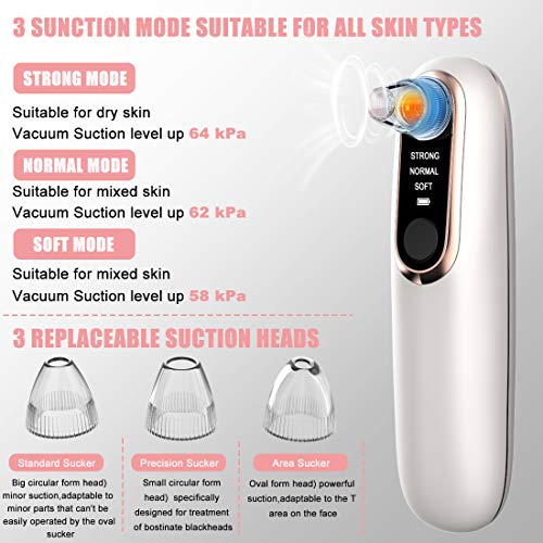 Removedor de vacío de espinillas con cámara, Limpiador de poros visual Extractor de acné facial de succión eléctrica recargable, 5.0M Píxeles 20X Aumento, Teléfono Pantalla en tiempo real 1080P