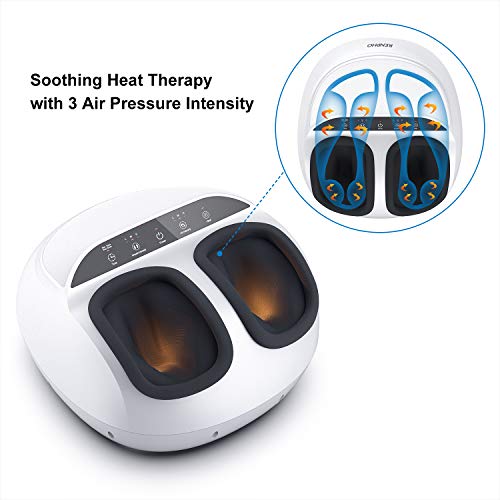 RENPHO - Masajeador de pies Shiatsu con función de calor, amasado, rodillos y compresión de aire, alivia el dolor en fascitis plantar y estimula los pies cansados, hasta talla 46 - Blanco