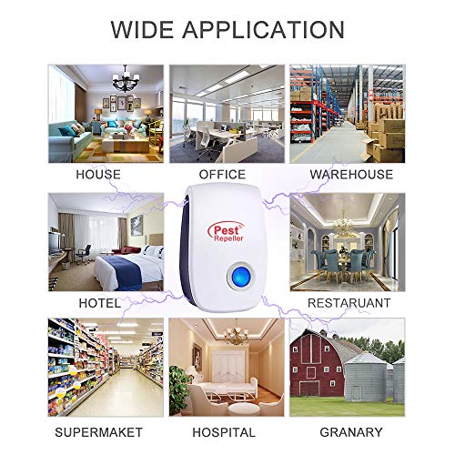 Repelente Ultrasónico, 4Pack Plagas Control Interiores Repelente Ultrasónico de Plagas, Electrónico Ahuyentador Alta Potencia, Para Interiores Mosquitos, Moscas, Ratones 100% Inofensivo para Humanos