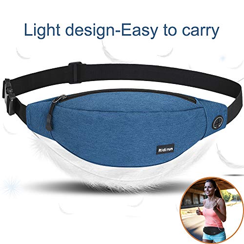 Resistente al Agua riñonera Bolsa de Cintura 4 Bolsillos con Cremallera Bolsa riñonera de Viaje Senderismo al Aire Libre Deporte Vacaciones Dinero Bolsa de Cadera Paquete (Azul Marino)