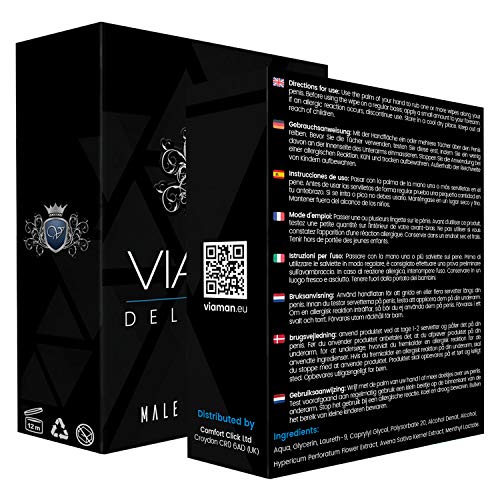 Retardante Masculino Viaman - Aumenta La Duración y Mejora El Rendimiento, Potenciador Masculino, Sólo Ingredientes Naturales, Disfruta De Relaciones Íntimas Más Duraderas E Intensas- 6 Toallitas