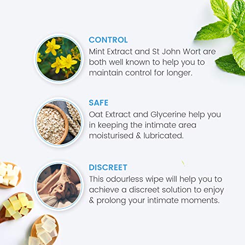 Retardante Masculino Viaman - Aumenta La Duración y Mejora El Rendimiento, Potenciador Masculino, Sólo Ingredientes Naturales, Disfruta De Relaciones Íntimas Más Duraderas E Intensas- 6 Toallitas