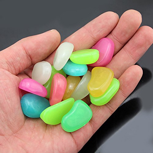 RETON 500 Piedras Man-Made Glow Piedras Luminosas Decorativas para Jardín Pasillo Yarda & Pecera Decoración Piedras (Color Mezclado)