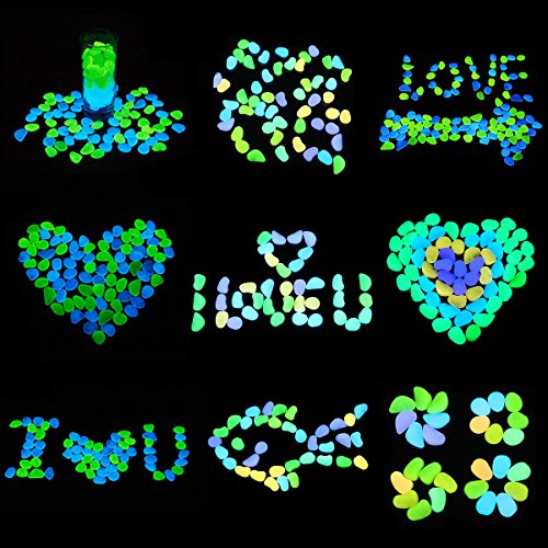 RETON 500 Piedras Man-Made Glow Piedras Luminosas Decorativas para Jardín Pasillo Yarda & Pecera Decoración Piedras (Color Mezclado)