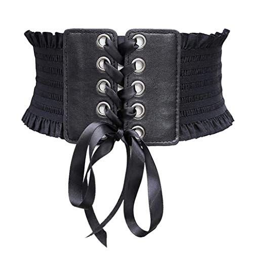 Retro De Las Mujeres Elásticos De Cintura Ancha Del Corsé Pretina Elástico Vestido De La Vendimia Correa De Cincha Con Cordones Para Señoras