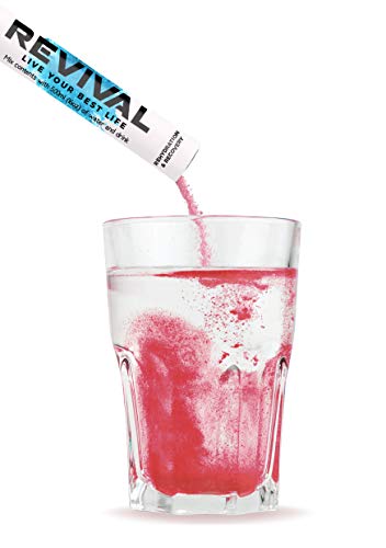 Revival, Rehidratación Rápida: Polvo de electrolitos - Potente Suplemento de Vitamina C, Bebida de Rehidratación, Tabletas Efervescentes para la Hidratación y Resaca Cura – Cereza 6 Paquete