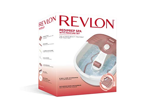 Revlon Pediprep - Bañera de hidromasaje para pies, Set de spa y pedicura, con nueve accesorios