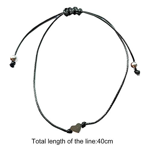 REYOK 6 Piezas Pulsera de Cuerda de Corazón para Mujeres Niñas Pareja Sencillo Amor Corazón Ajustable Pulsera de Cuerda,Filigrana Corazón Pulsera Plata