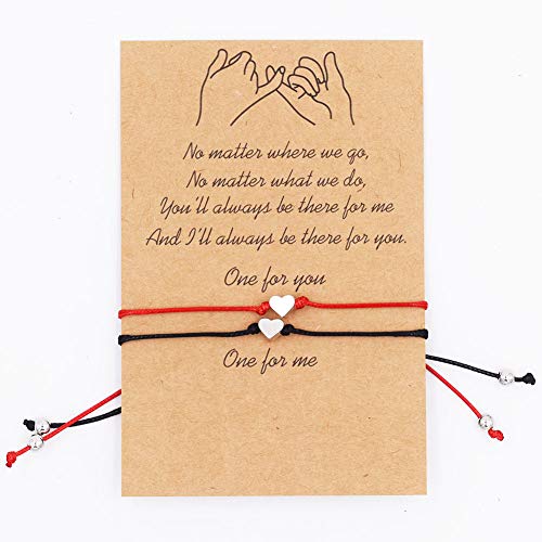 REYOK 6 Piezas Pulsera de Cuerda de Corazón para Mujeres Niñas Pareja Sencillo Amor Corazón Ajustable Pulsera de Cuerda,Filigrana Corazón Pulsera Plata
