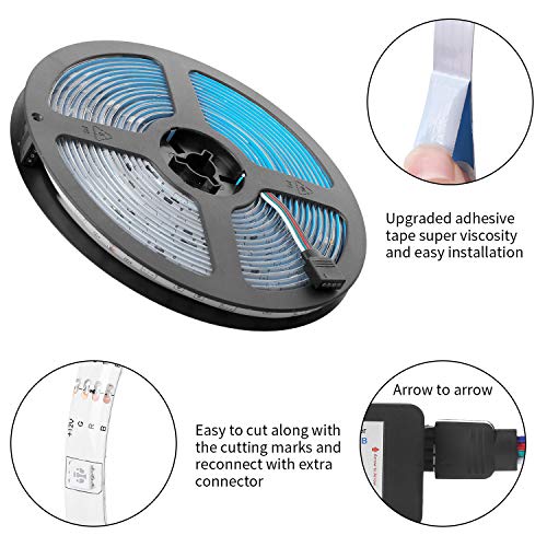 RGB Tira Led Alexa, Uzone WiFi 5050 RGB 5m Luces de Tira LED Impermeable Control de Voz, Compatible con Alexa Echo, Google Home, Controlador y Adaptador de Corriente, Decoración para Home Garden Bar