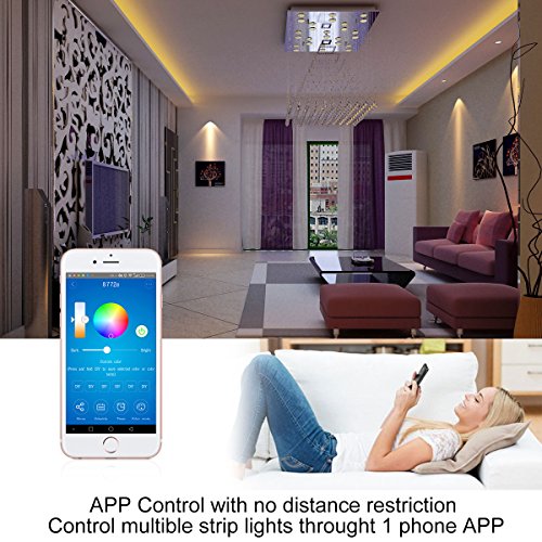 RGB Tira Led Alexa, Uzone WiFi 5050 RGB 5m Luces de Tira LED Impermeable Control de Voz, Compatible con Alexa Echo, Google Home, Controlador y Adaptador de Corriente, Decoración para Home Garden Bar